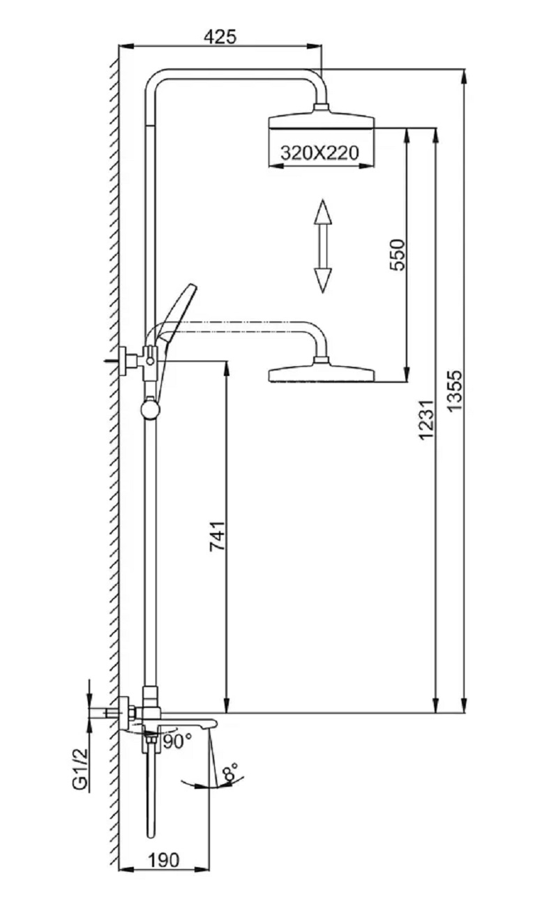 картинка Душевая система шар Frap F2484-6 лат 35мм черный (-/-/4 шт)