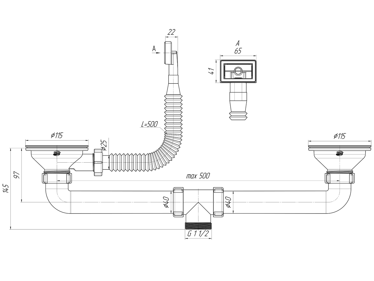 картинка Набор для двойного сифона Ани L0115 3 1/2"(-/-/- шт)