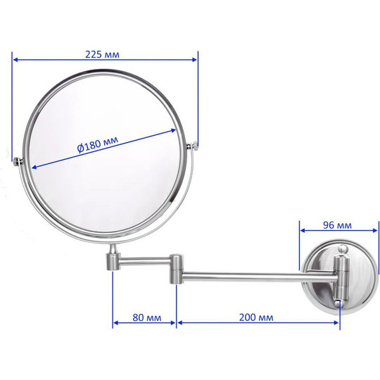 картинка Зеркало увеличительное P760-8 200*200мм настенное(-/-/20 шт)